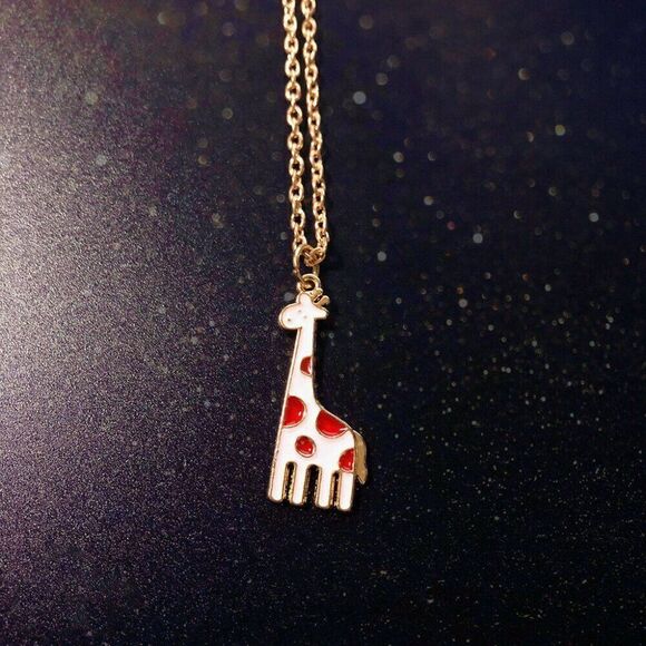 Cute! Animal Giraffe Necklace Chain Pendant Gold Rose Gold - Picture 2 of 2